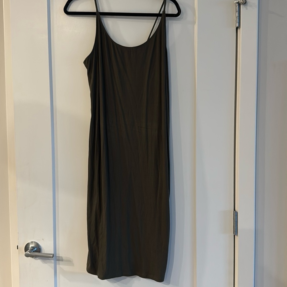 Olive green ribbed dress